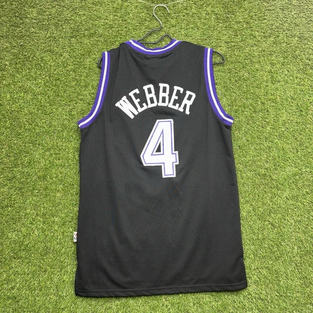 Sacramento Kings NBA Jersey Mens Medium Adidas Black #4 Chris Webber Printed